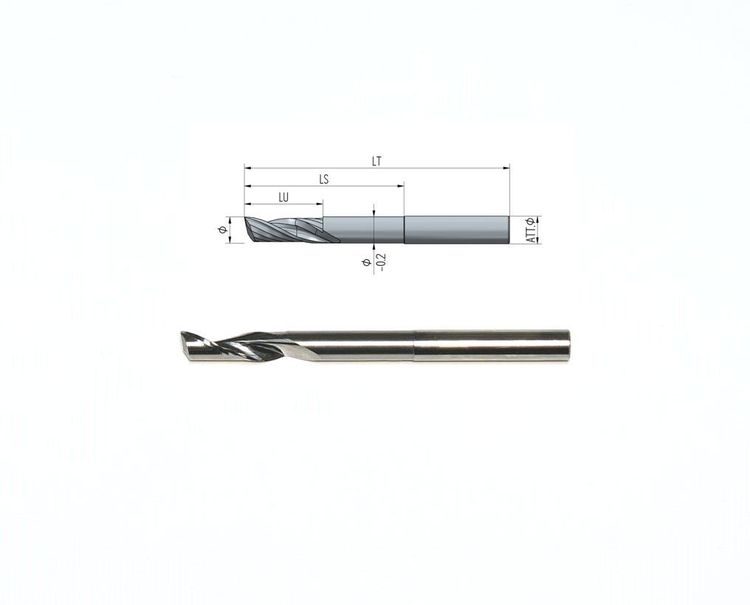 Kietmetalio freza Z1 Ø8 LT100 LU27 LS60, Kotas Ø8