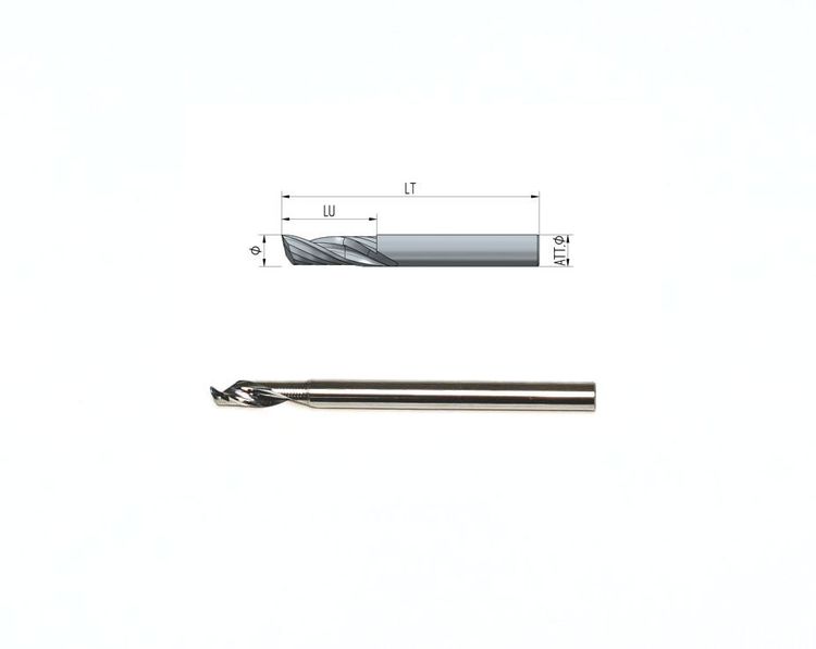 Kietmetalio freza Z1 Ø6 LT80 LU20, Kotas Ø8