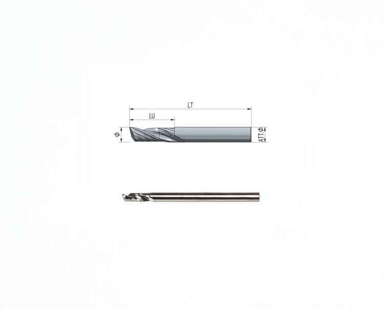 Solid carbide milling cutter Z1 Ø4 LT60 LU12, Shaft Ø4